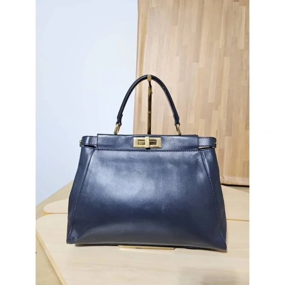 Authentic Fendi Peekaboo Normal Bag Deep Navy Blue - Picture 2 of 14